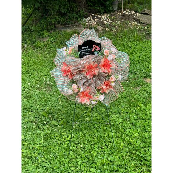 Sunflower Grandma Grandmother Mesh Wreath Cemetery Decoration, Grave Marker xxx - Picture 2 of 6